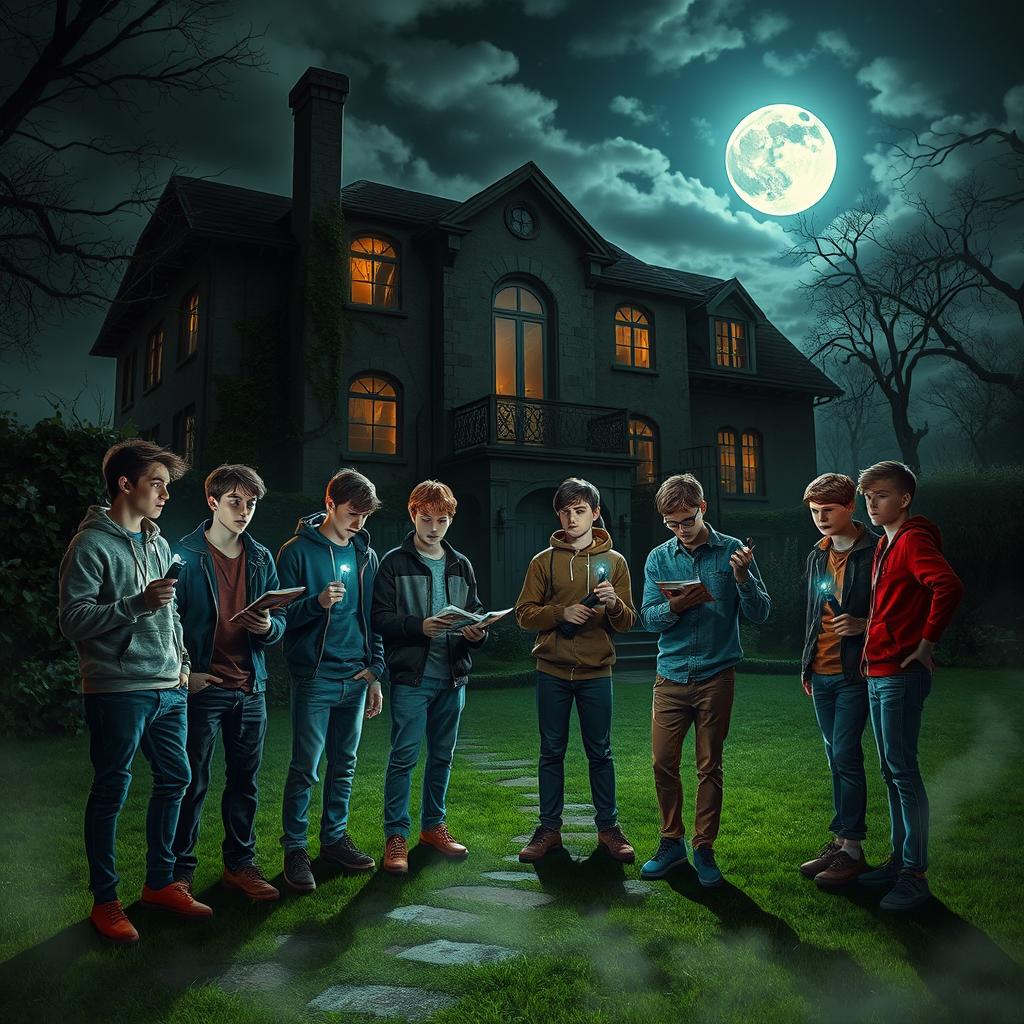 A spooky scene set in an eerie villa steeped in horror elements