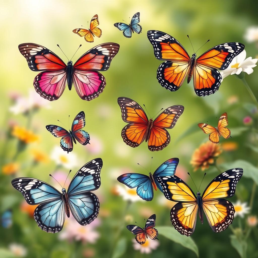 A stunning collection of 40 beautifully illustrated butterflies showcasing their delicate beauty and intricate patterns