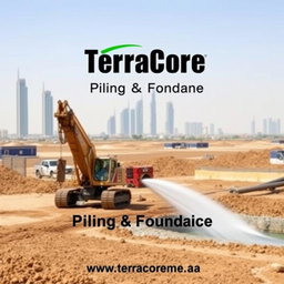 A high-quality front cover image for an A4-sized Prequalification brochure featuring a recent image of Dewatering Method works at a project site in Dubai