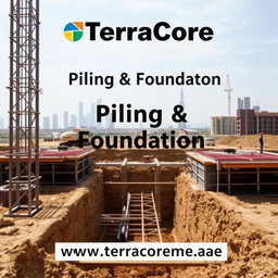 A high-quality front cover image for an A4-sized brochure featuring a recent image of Shoring works at a construction project site in Dubai