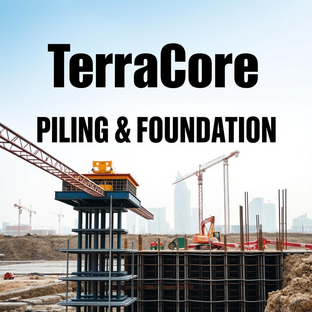 A high-quality front cover image for an A4-sized brochure featuring a recent image of Shoring works at a construction project site in Dubai