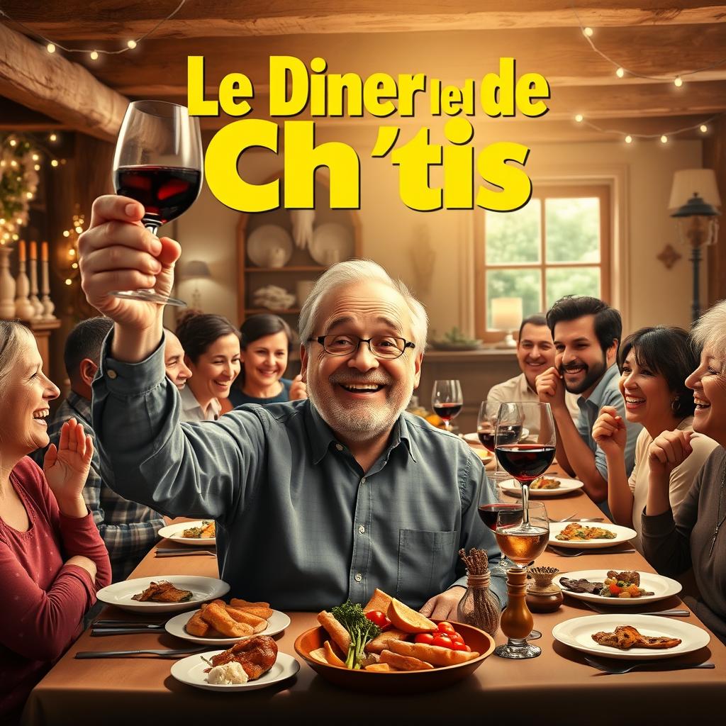 A realistic movie poster for the comedy titled 'Le Diner de Ch'tis'
