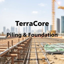 A high-quality front cover image for an A4-sized brochure featuring a recent image of Shoring works at a construction project site in Dubai