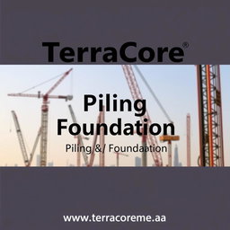 A high-quality front cover image for an A4-sized brochure featuring a recent image of Piling works at a construction project site in Dubai
