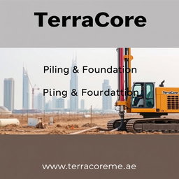 A high-quality cover image for an A4-sized brochure, showcasing a recent project involving NDRC (Non-Destructive Rock Cutting) HDD (Horizontal Directional Drilling) works at a construction site in Dubai