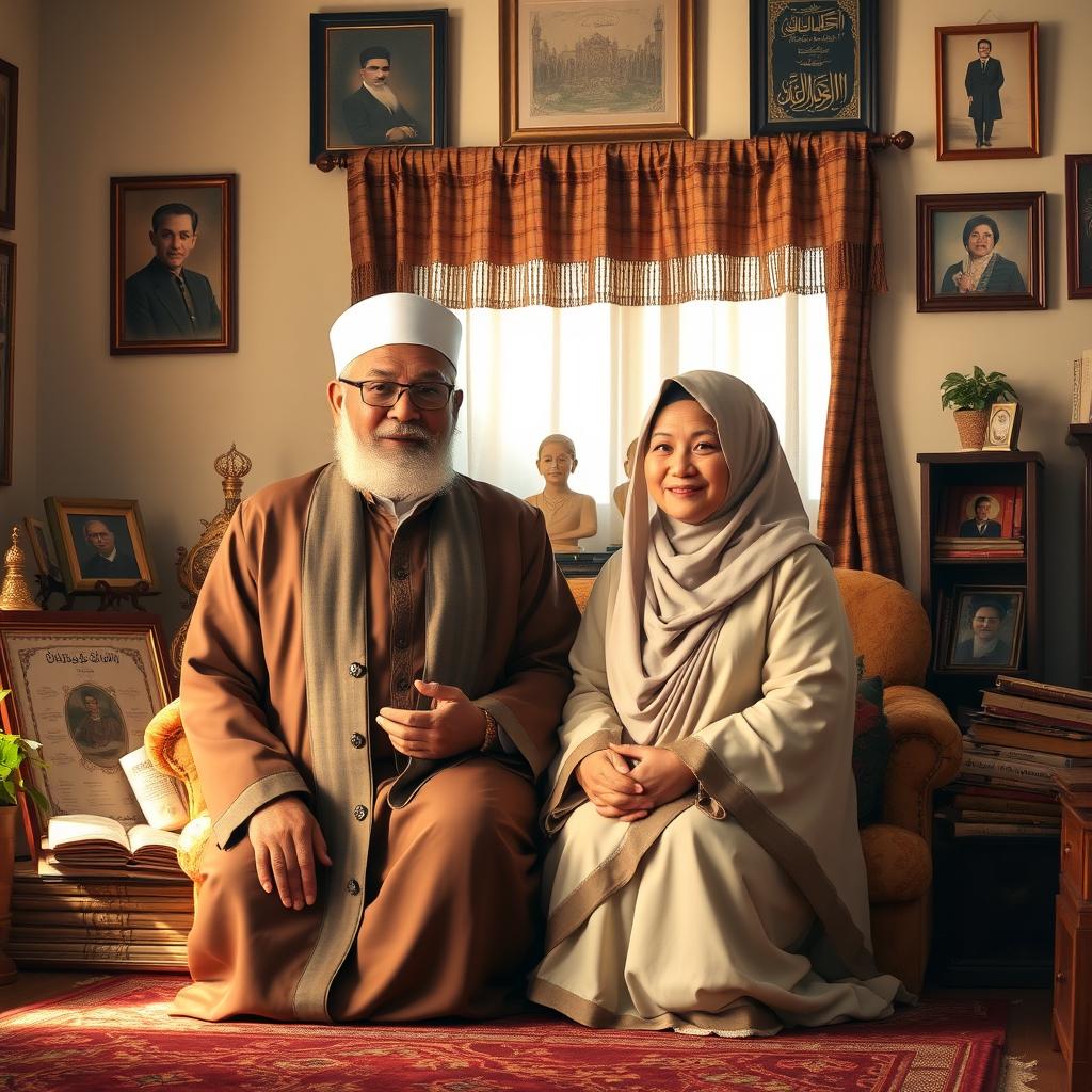 In a warm and inviting room filled with symbols of faith and learning, Qafsa's parents express their heartfelt hopes for him to follow in their footsteps as a religious leader