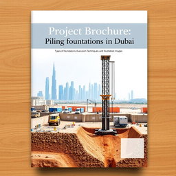 A high-quality front cover image for a project brochure focused on Piling foundations in Dubai