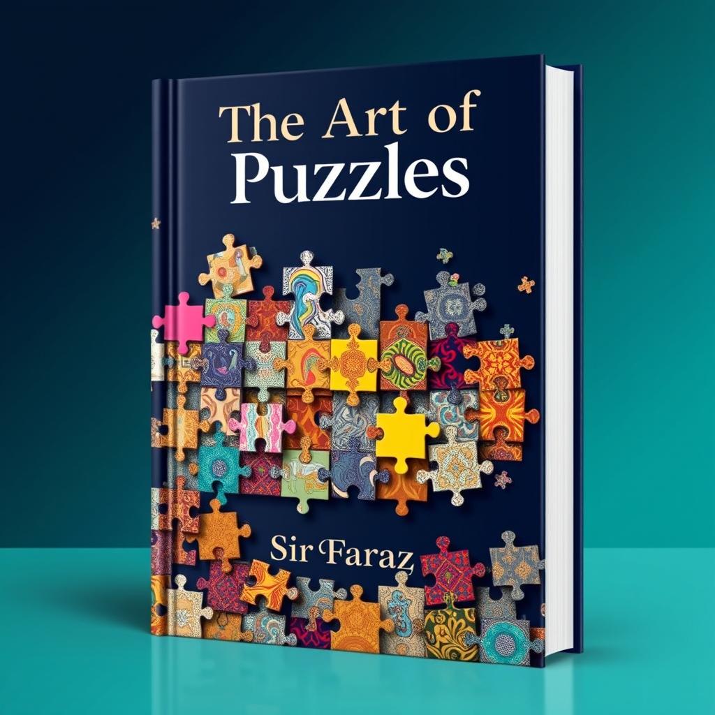 A captivating book cover design for the title 'The Art of Puzzles' by Sir Faraz, 2025