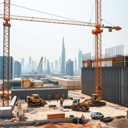 A carefully selected high-resolution A4 size image depicting shoring H-Beam and Sheet Pile Walls works at a construction site in Dubai, specifically designed for TerraCore Piling & Foundation