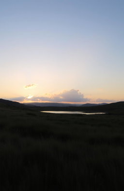 A serene landscape at dawn or dusk, featuring a soft sky in light blue or pink hues, reflecting the sweetness and tranquility of love