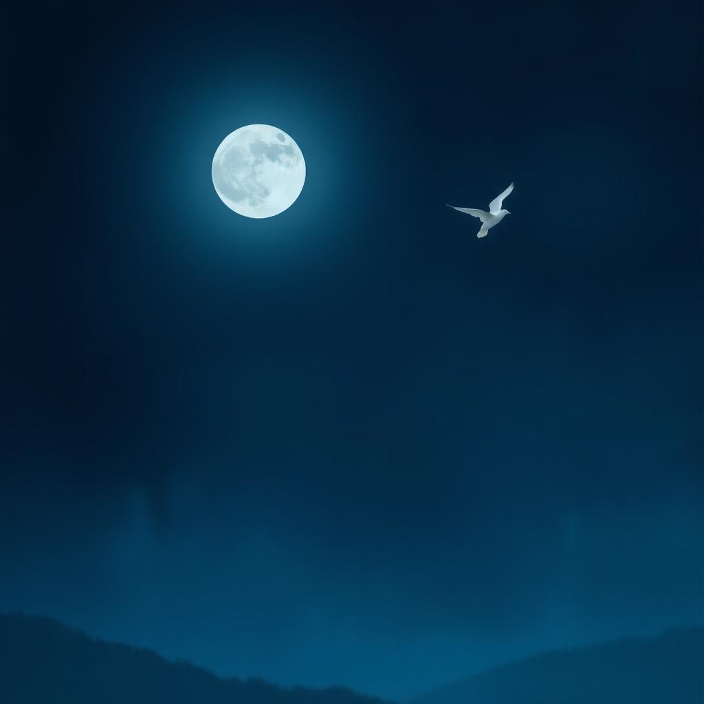 A night scene illuminated by gentle moonlight, where the entire environment is completely silent