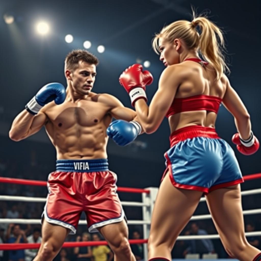 Dynamic Boxing Scene: Athletes in Action