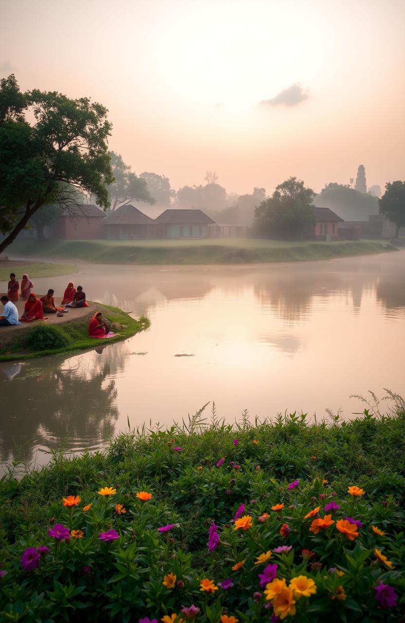Early Morning Serenity: Traditional Indian Village