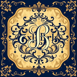 A beautifully designed Exlibris monogram sign featuring intricate lettering and ornate flourishes