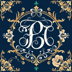 A beautifully designed Exlibris monogram sign featuring intricate lettering and ornate flourishes