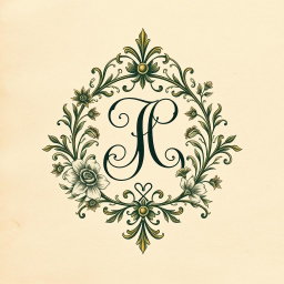 An intricate and artistic exlibris design featuring a stylized monogram