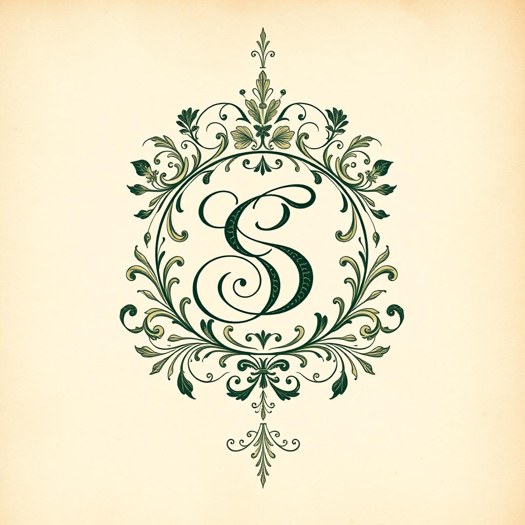 An intricate and artistic exlibris design featuring a stylized monogram
