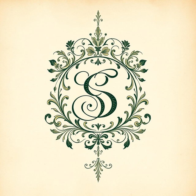 An intricate and artistic exlibris design featuring a stylized monogram
