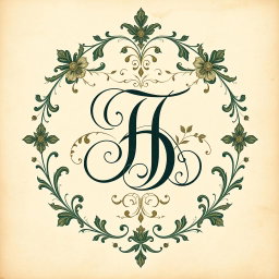 An intricate and artistic exlibris design featuring a stylized monogram