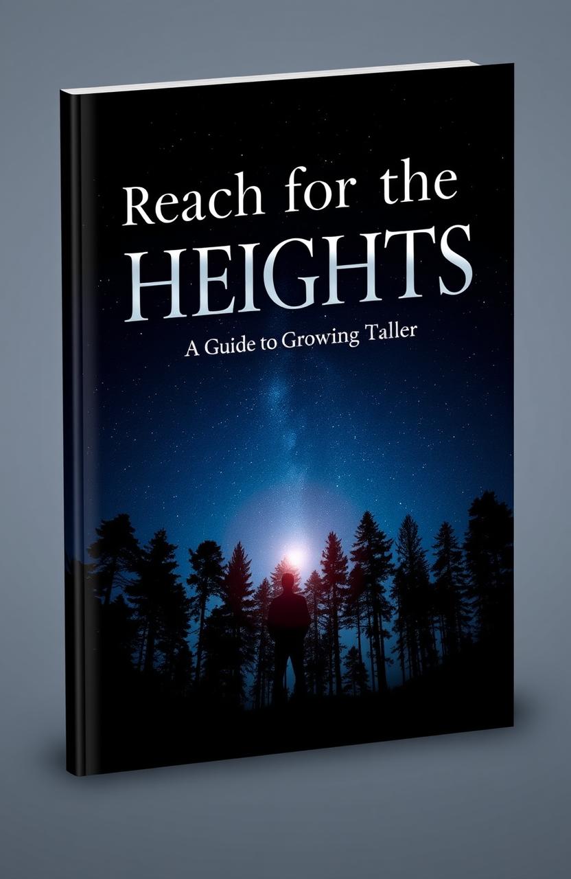 A book cover design for a guide about how to grow taller, featuring a dark theme