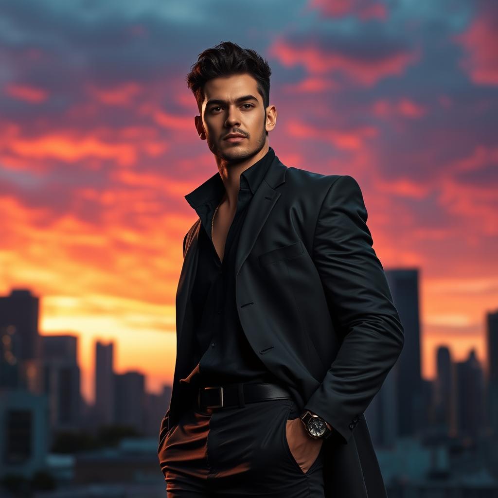 A striking and stylish depiction of a 'sigma male', showcasing confidence and self-reliance
