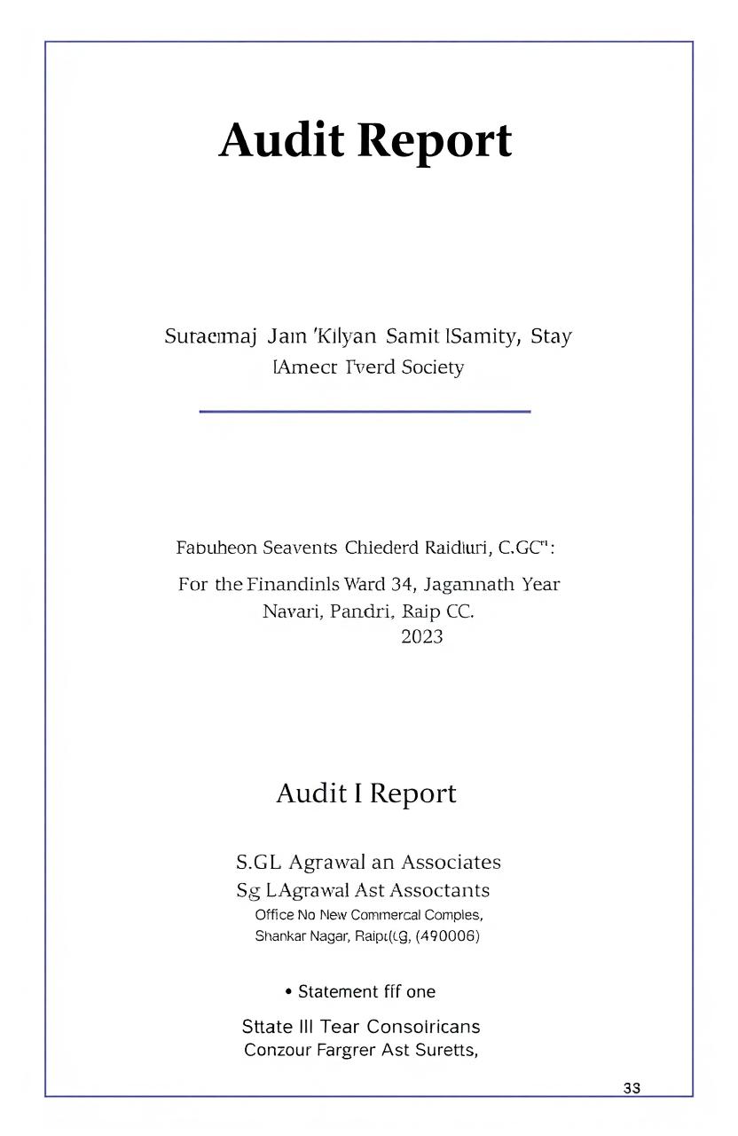A professional and formal cover page design for an audit report