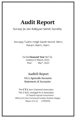 A professional and formal cover page design for an audit report