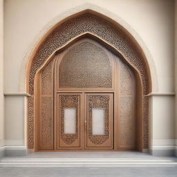 A stand with a modular structure resembling an Islamic arch, featuring graceful curves and intricate patterns. Its design, reminiscent of traditional Islamic architecture, provides a harmonious blend of cultural aesthetics and modern functionality.