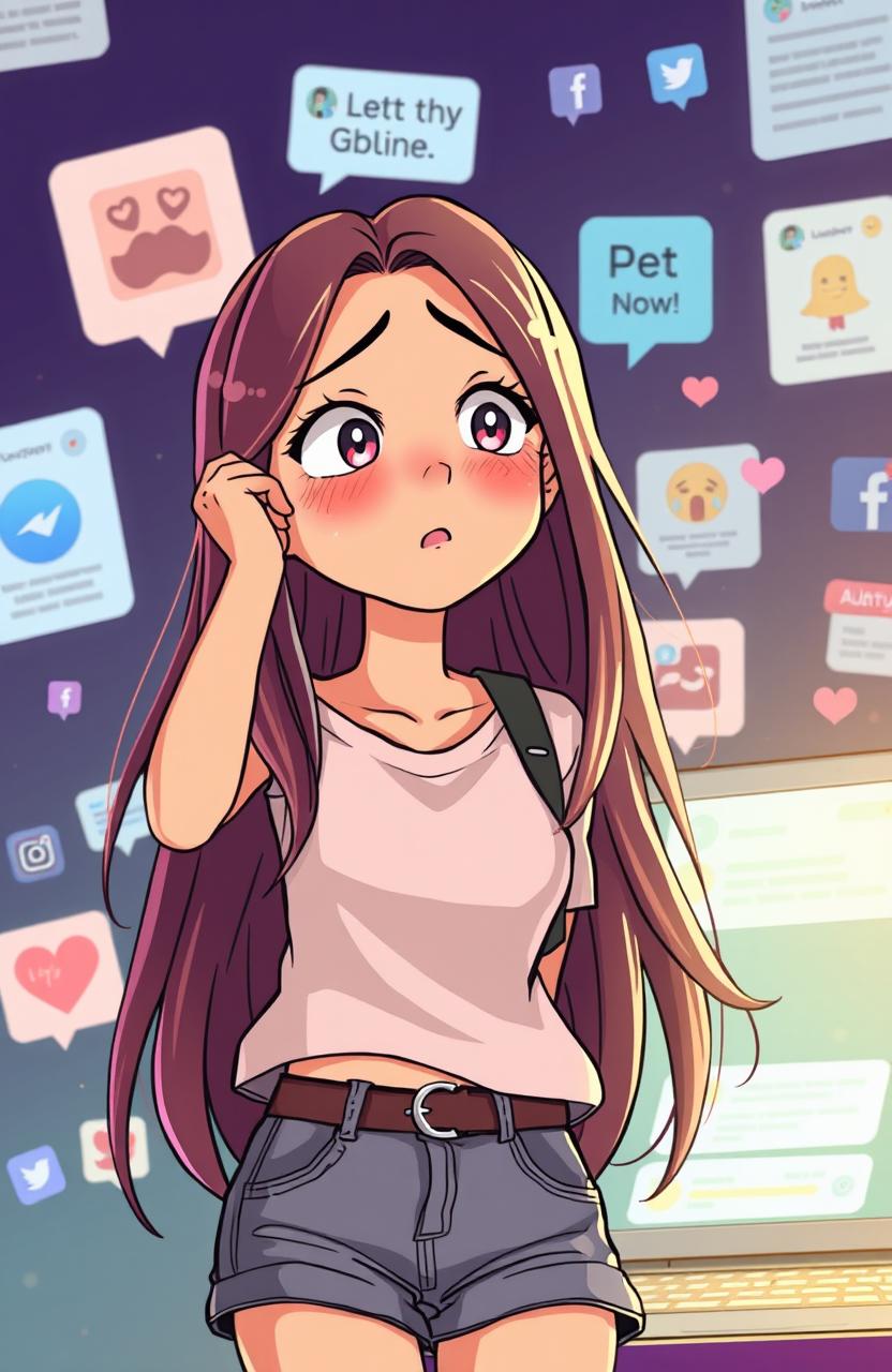 An animated scene depicting a girl who feels betrayed by a friend she met online