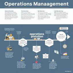 A detailed diagram illustrating the historical evolution of operations management, showcasing key milestones and developments from the early manufacturing processes to modern day practices