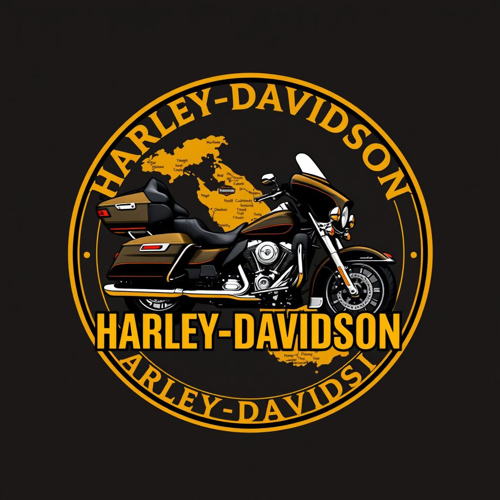 A round Harley Davidson motorcycle logo featuring the iconic 'Ultra Classic' model