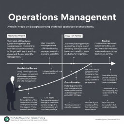 An informative overview of the historical evolution of operations management, detailing key developments and milestones in the field from the early stages of manufacturing to contemporary practices