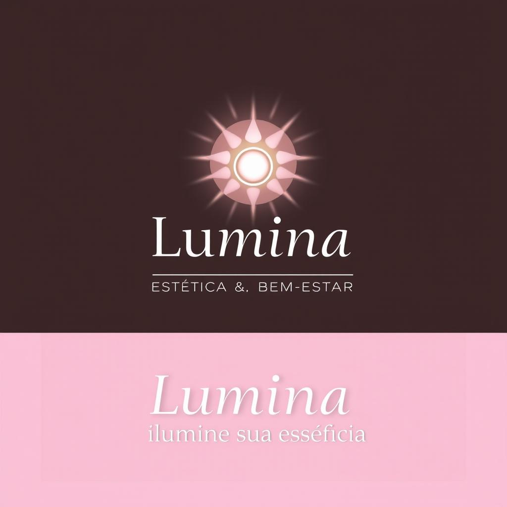 A sleek and modern logo for a beauty and wellness clinic named 'Lumina Estética & Bem-Estar'