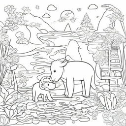 A high-quality line art image designed for children's coloring