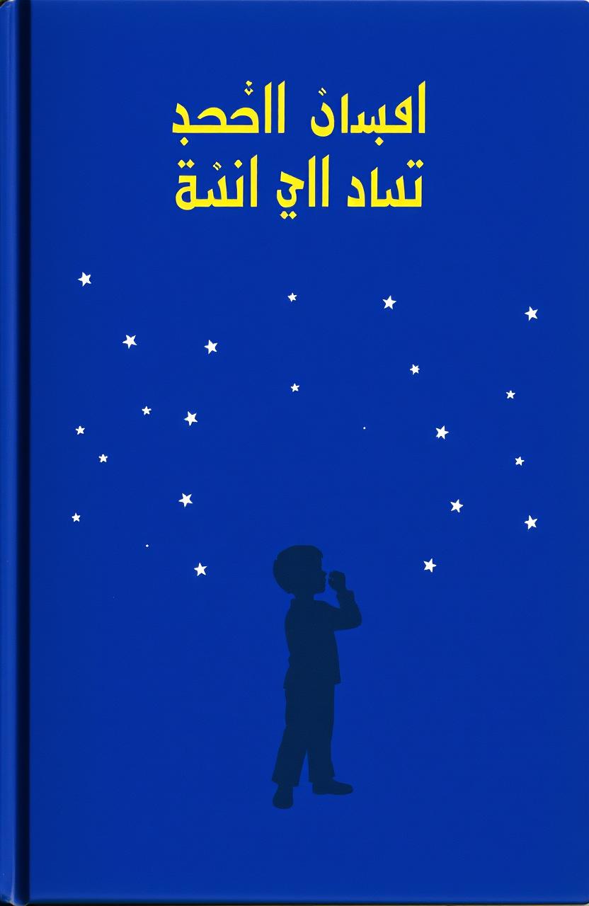 A book titled (رحلة شفاء الروح المنكسرة) with a dark blue cover embellished with shimmering stars scattered across the sky