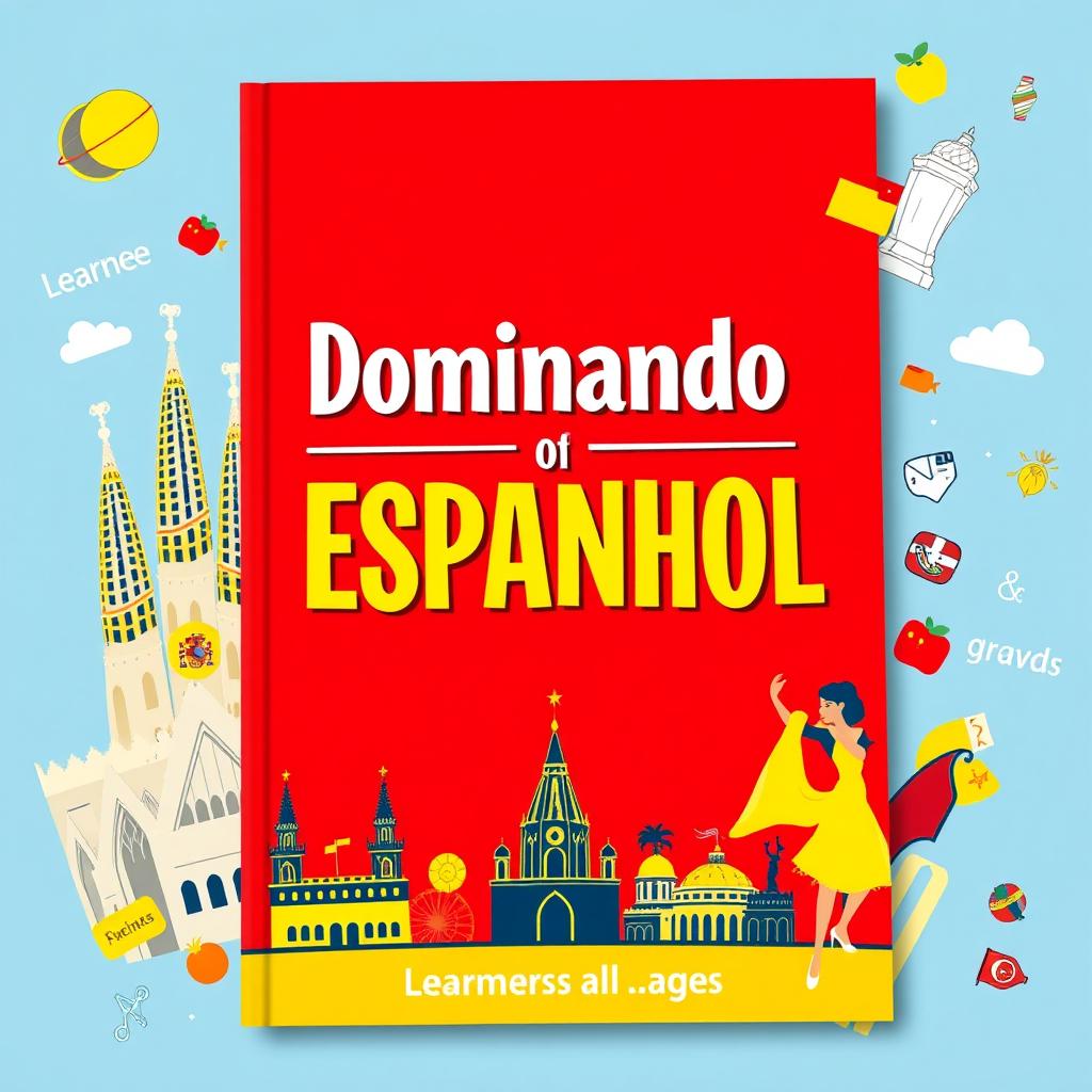 A vibrant and engaging eBook cover for a didactic book titled 'Dominando o Espanhol'