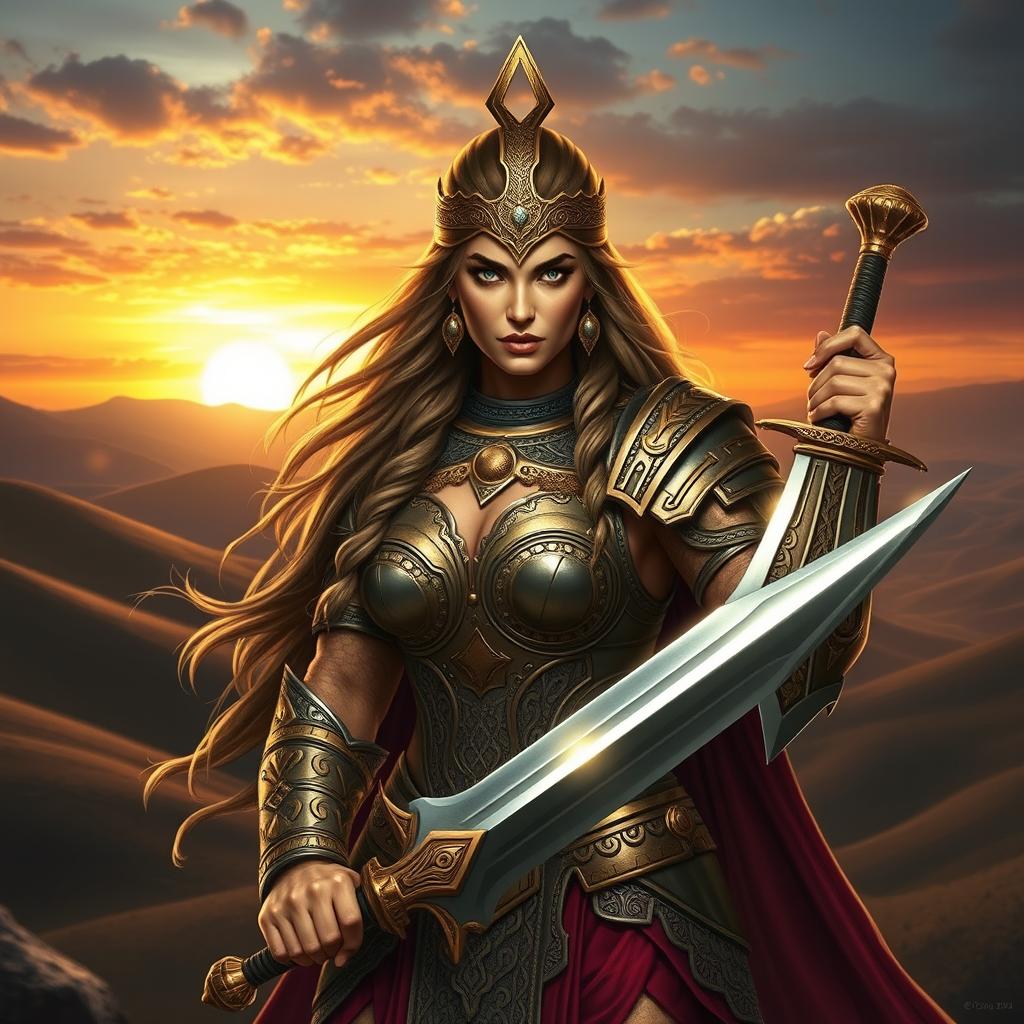 A stunning depiction of Gordafarid, a noble warrior woman from Persian mythology