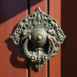 A beautifully crafted door knocker featuring the design of Cyrus the Great, intricately detailed with Persian motifs and symbols