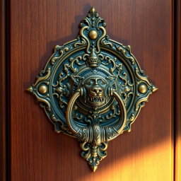 An exquisite door knocker inspired by the design of Cyrus the Great, showcasing intricate Persian artistry