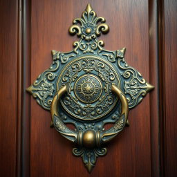An exquisite door knocker inspired by the design of Cyrus the Great, showcasing intricate Persian artistry