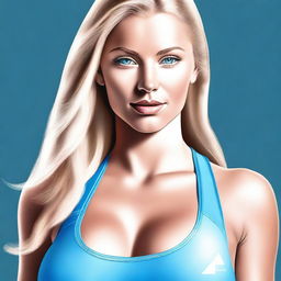 This is a high-quality digital art image featuring a woman with blonde hair and blue eyes