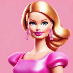 An image that showcases a highly detailed, digital art representation of Barbie