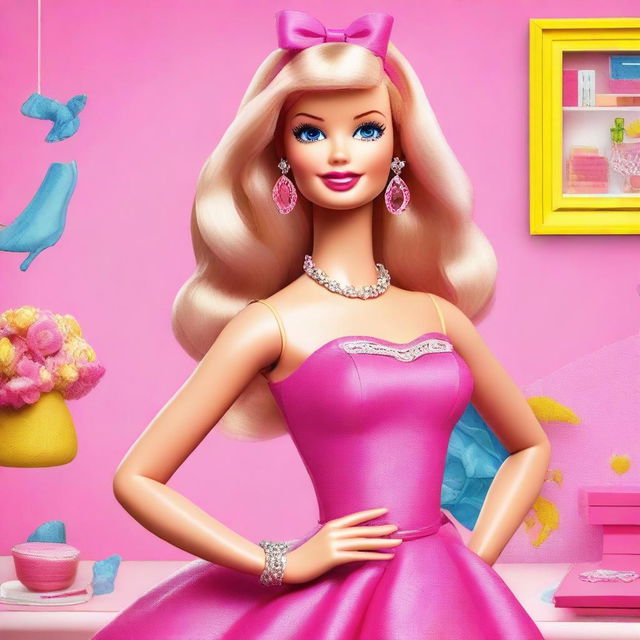 An image that showcases a highly detailed, digital art representation of Barbie