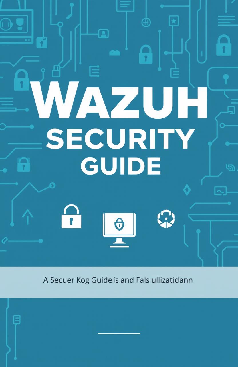 An informative and professional cover design for a guide on making Wazuh installation and utilization secure