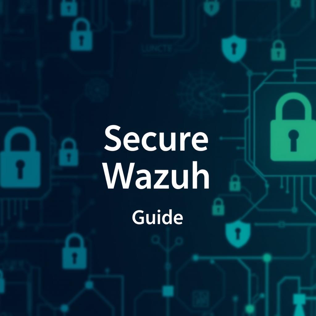 A sleek and modern cover design for a guide titled 'Secure Wazuh' with 'Guide' displayed below in smaller text