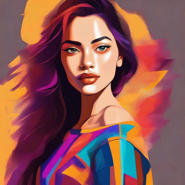 A high-quality digital art piece featuring a young woman with striking features