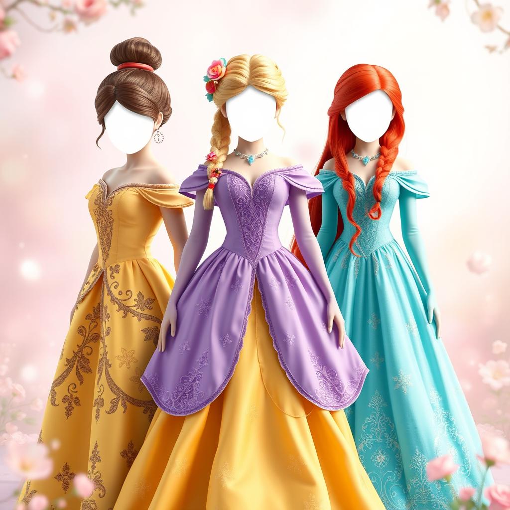 Enchanting Elegance: Three Faceless Princesses