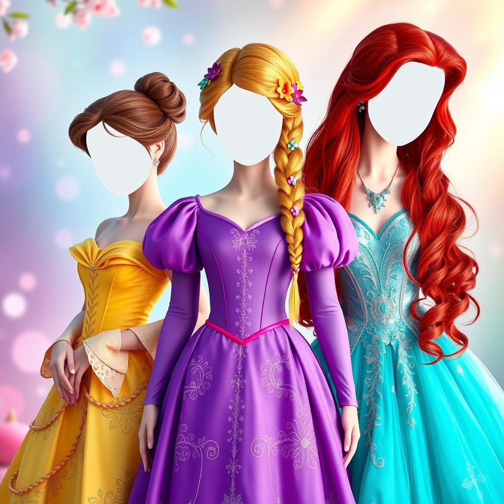 Enchanting Elegance: Three Faceless Princesses