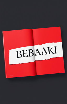 A book cover design featuring a striking red front and back with a bold white middle section