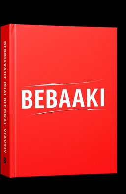 A book cover design featuring a striking red front and back with a bold white middle section